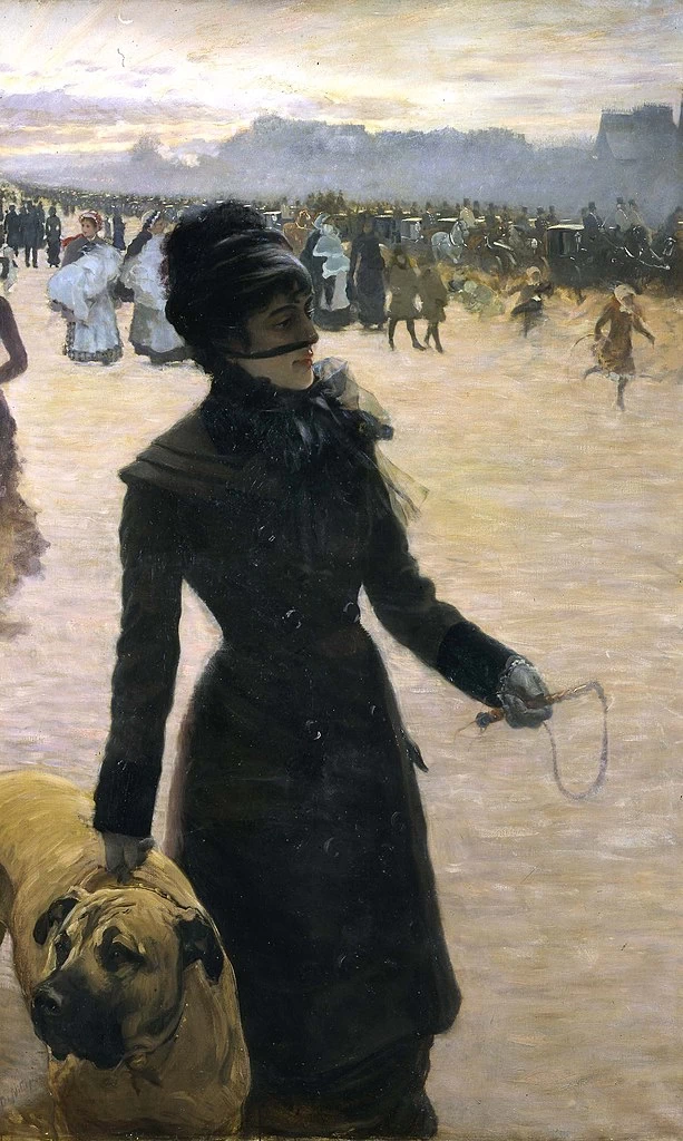 Giuseppe De Nittis - 115, Signora che cammina con il suo cane (1878), Museo Revoltella, Trieste